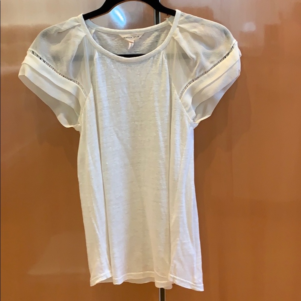 Linen top with silk sleeves